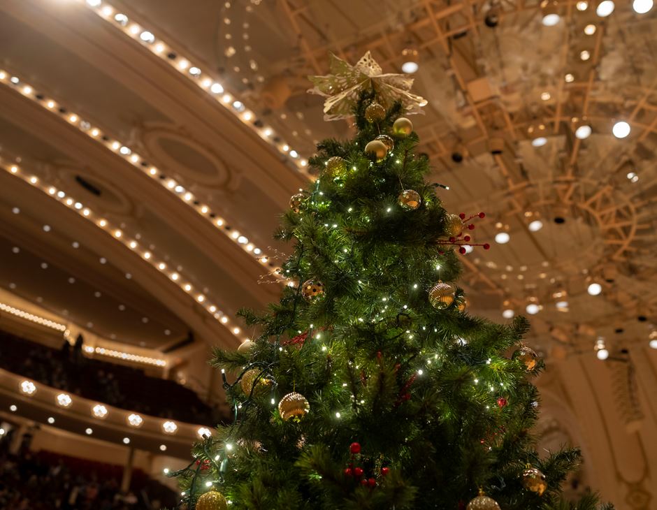 Orchestra Hall interior at Christmas